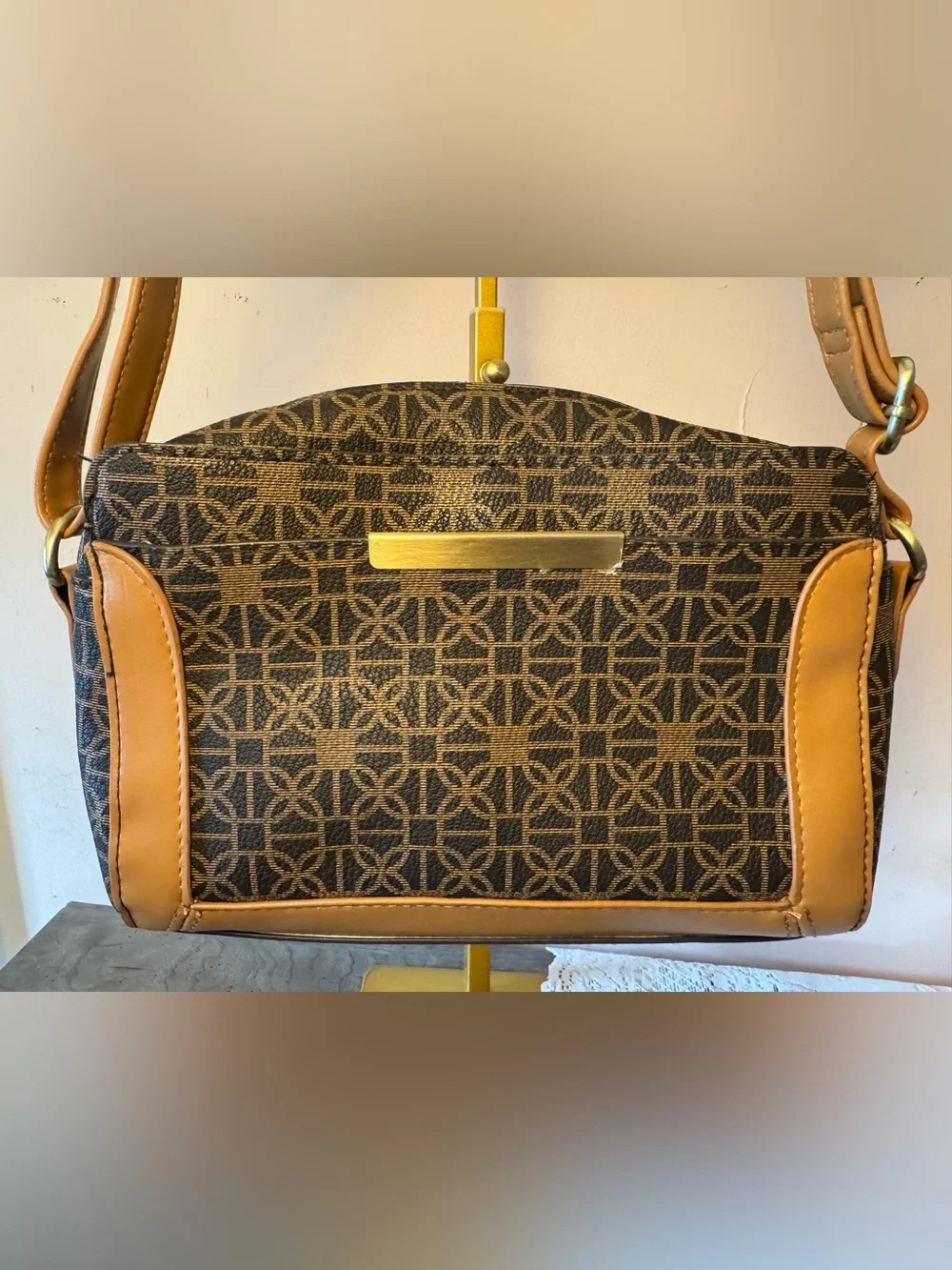 Brown geometric pattern Crossbody/Shoulder bag - Picture 2 of 11
